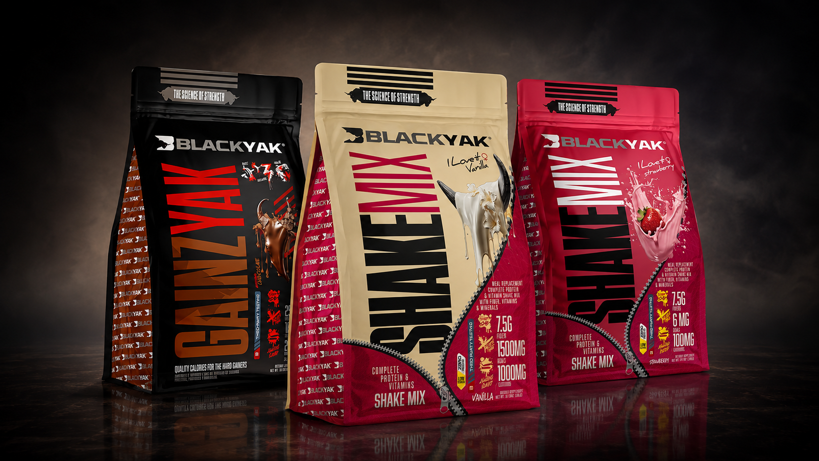 Línea de suplementos en pouch de Blackyak Labs